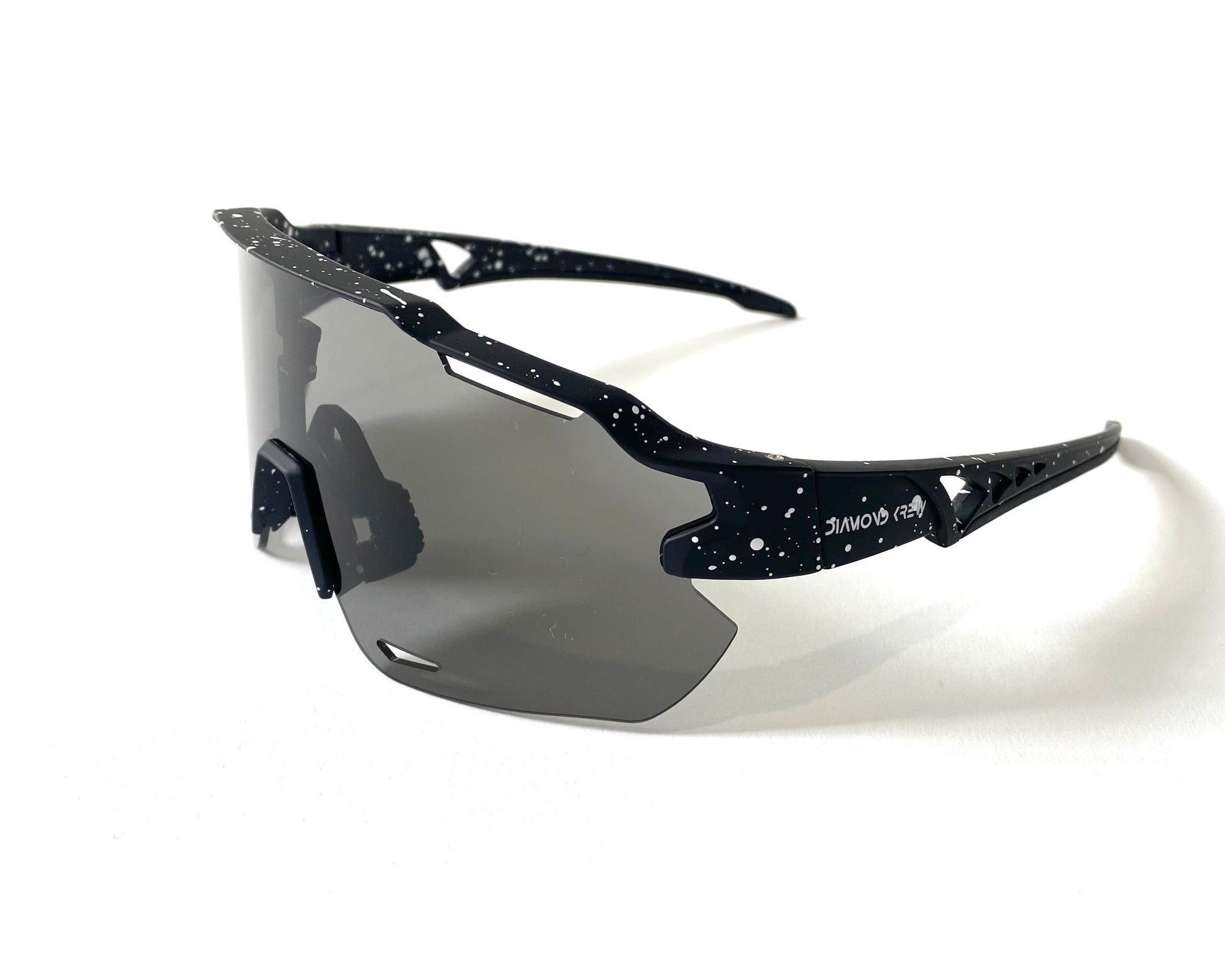 Diamond Krew Vulcan Polarized Baseball Sunglasses | black and white splatter frame product view