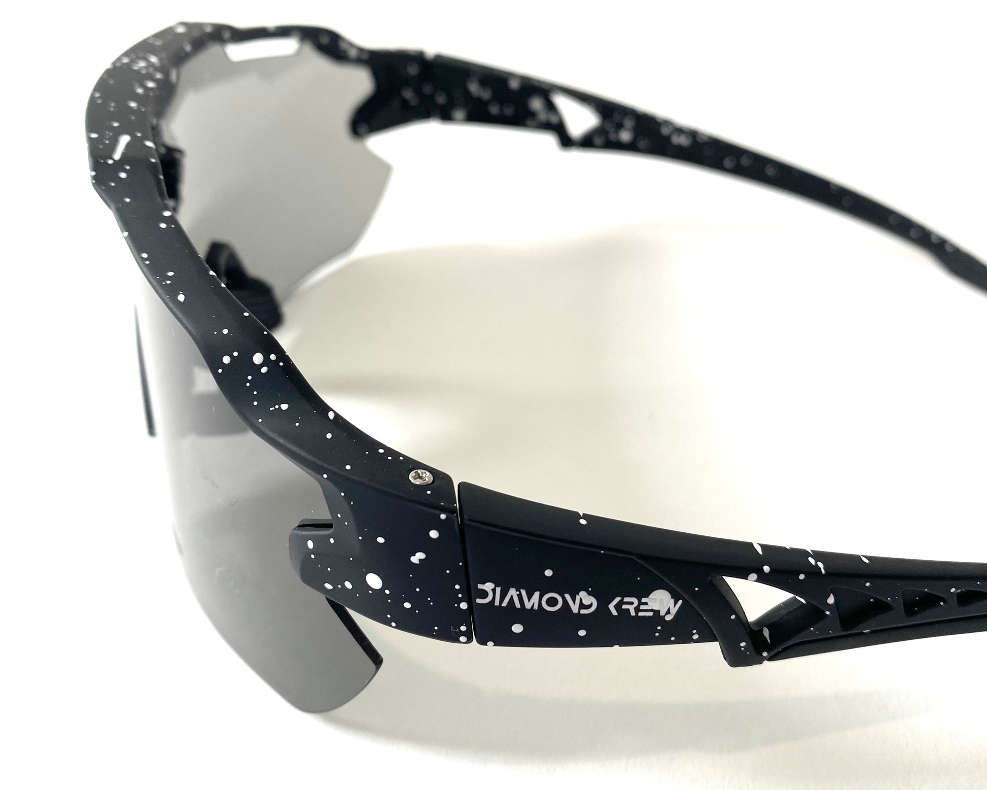 Diamond Krew Vulcan Polarized Baseball Sunglasses | additional black and white splatter frame view