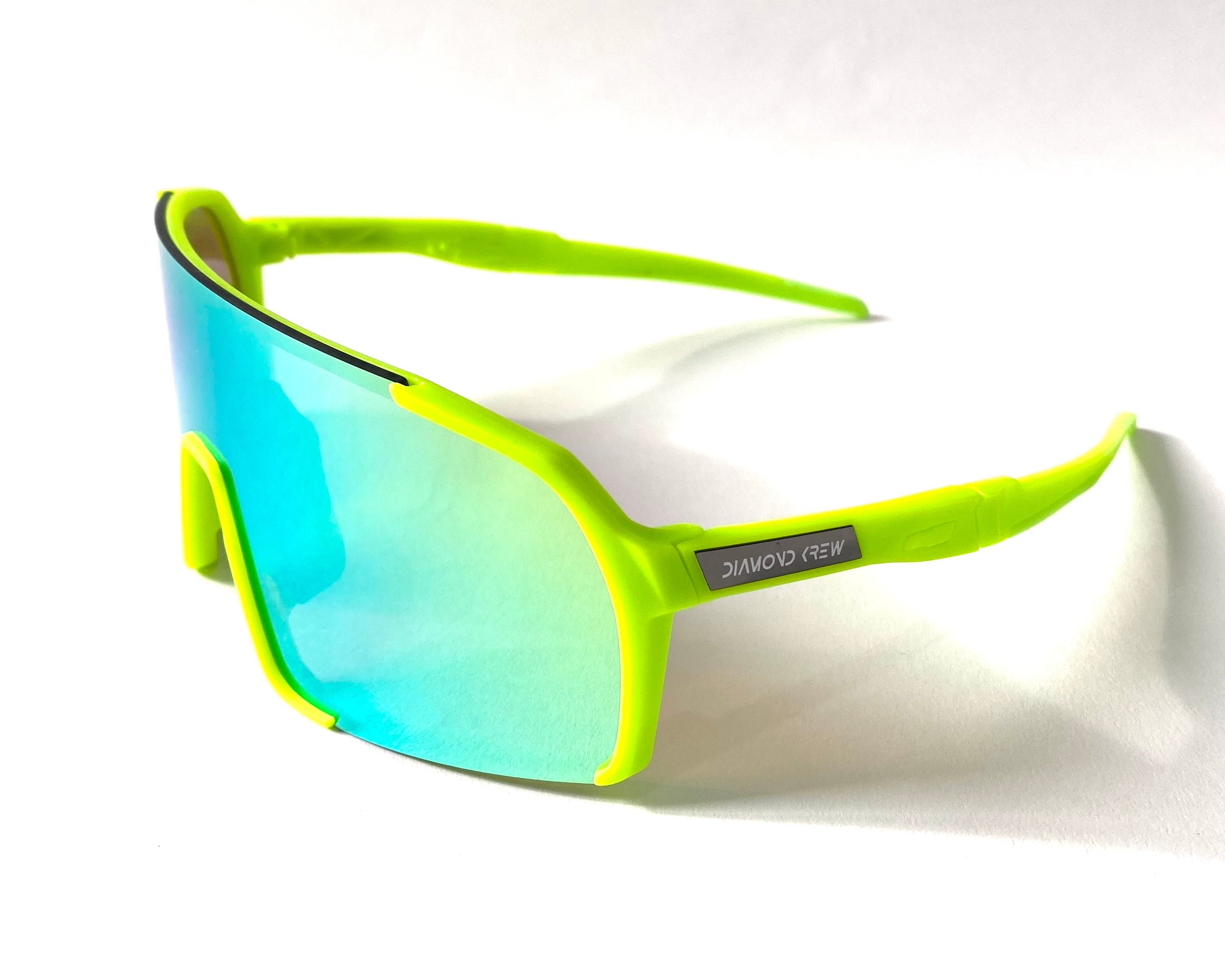 Diamond Krew Neon Green Baseball Sunglasses | neon green frame product view