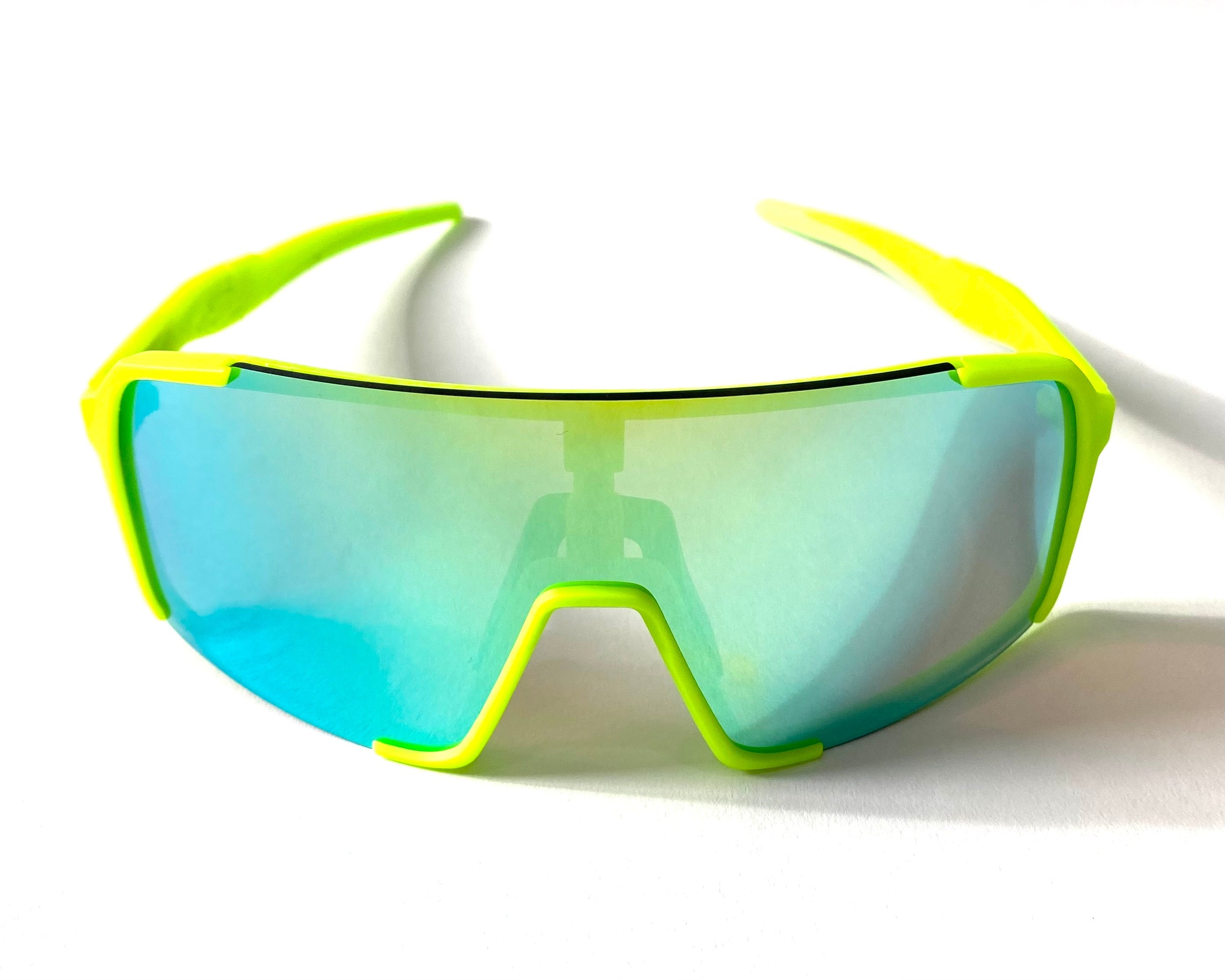 Diamond Krew Neon Green Baseball Sunglasses | alternate view of neon green frame and lenses