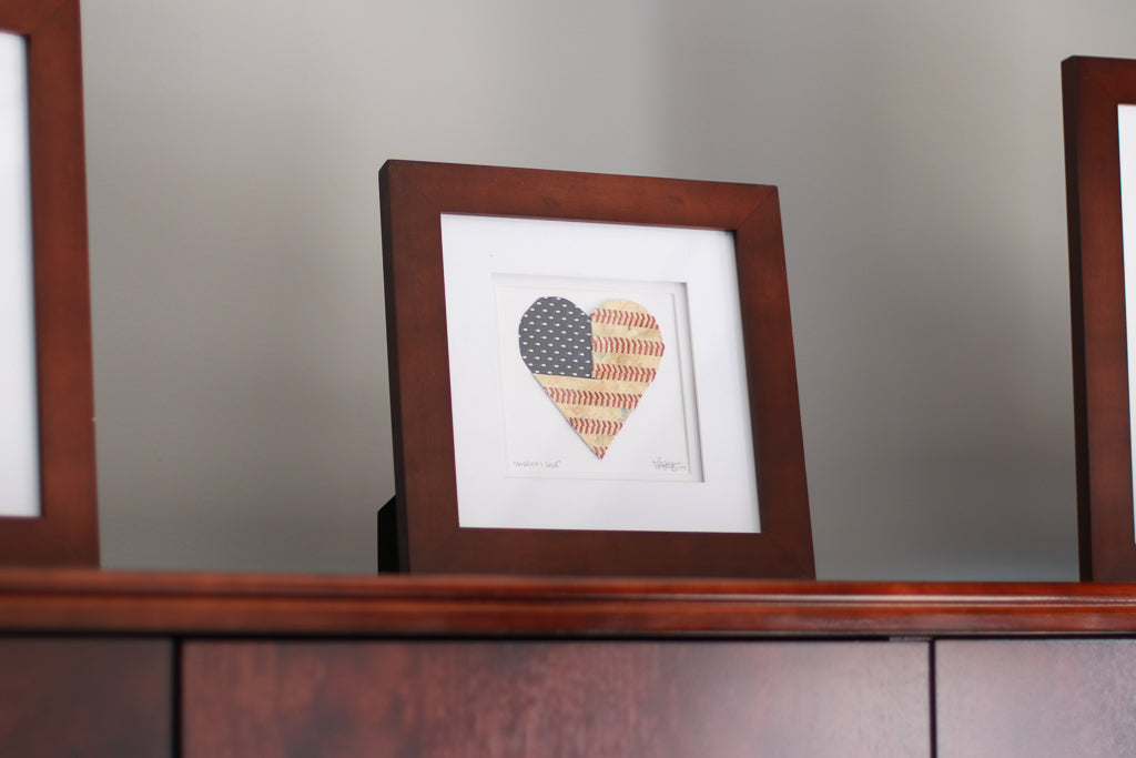 America's Love original artwork featuring a heart-shaped design of the American Flag.