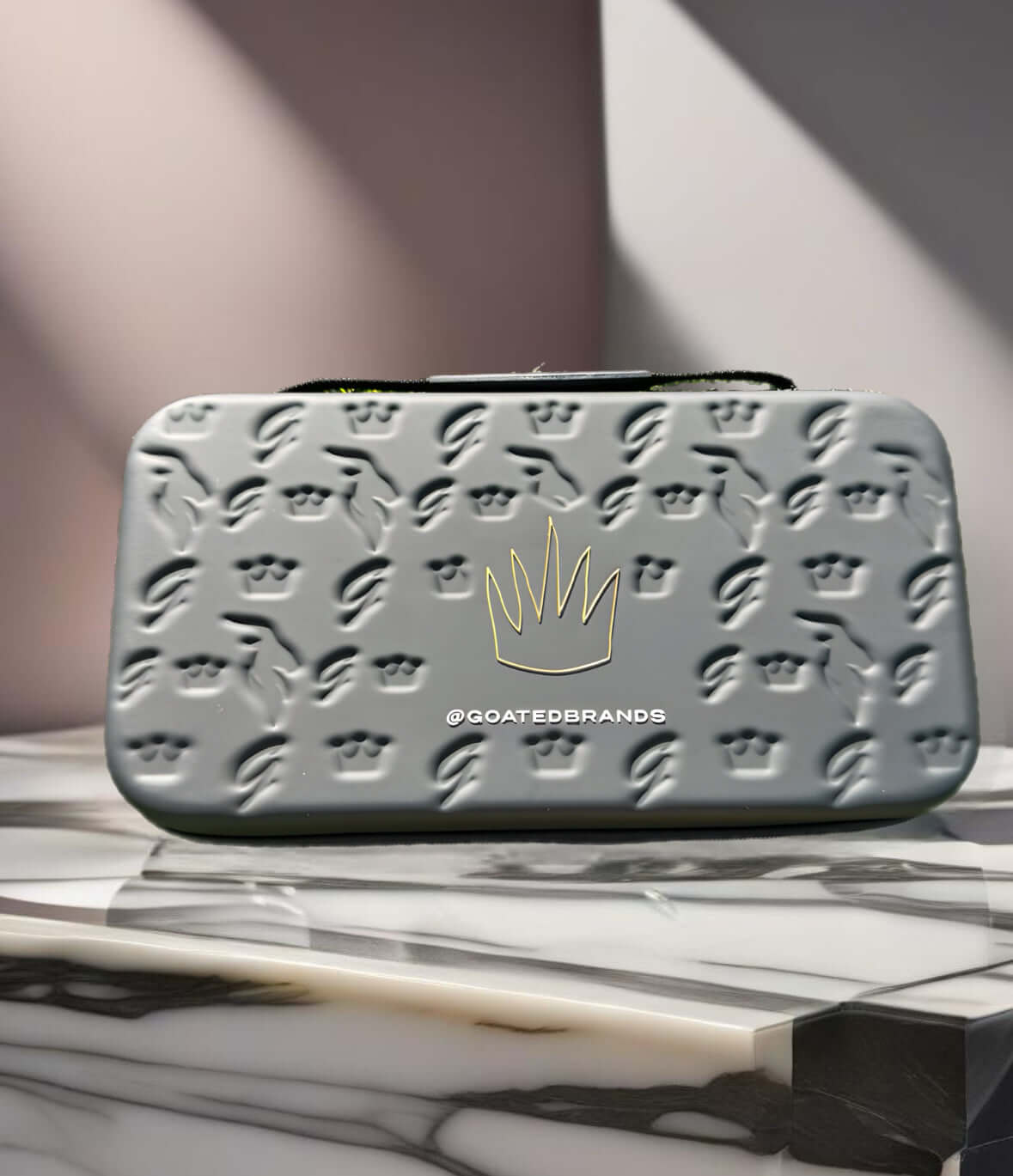 Goat'd Iced Out Goat Baseball Sliding Mitt drip case featuring signature crown design and vibrant details.