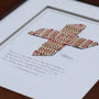 The Baseball Cross - Original Artwork Made from Actual Used Baseballs displayed with a biblical quote.