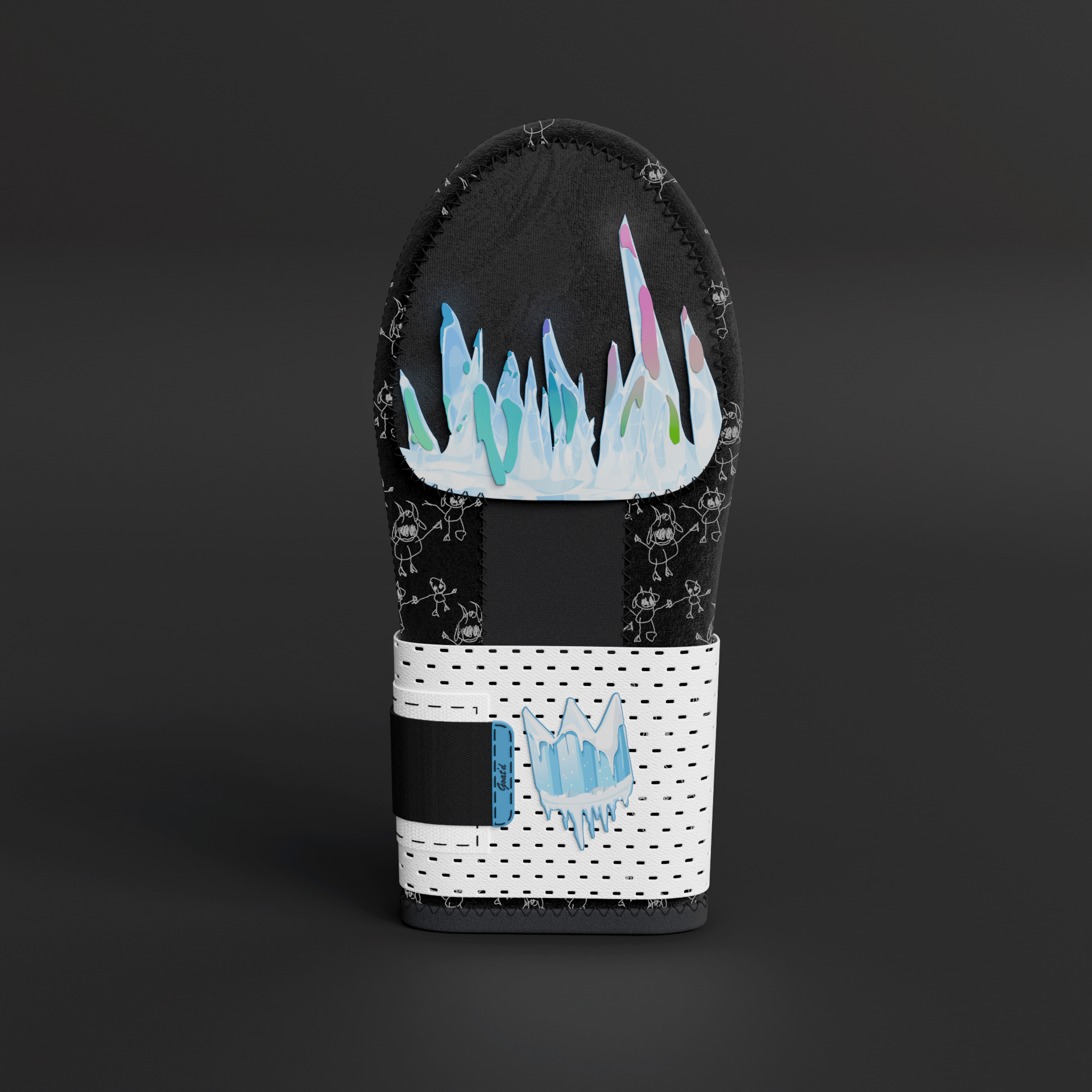 Goat'd iced out baseball sliding mitt with crystal detailing and crown embroidery, bold protective gear for athletes designed for performance and standout style