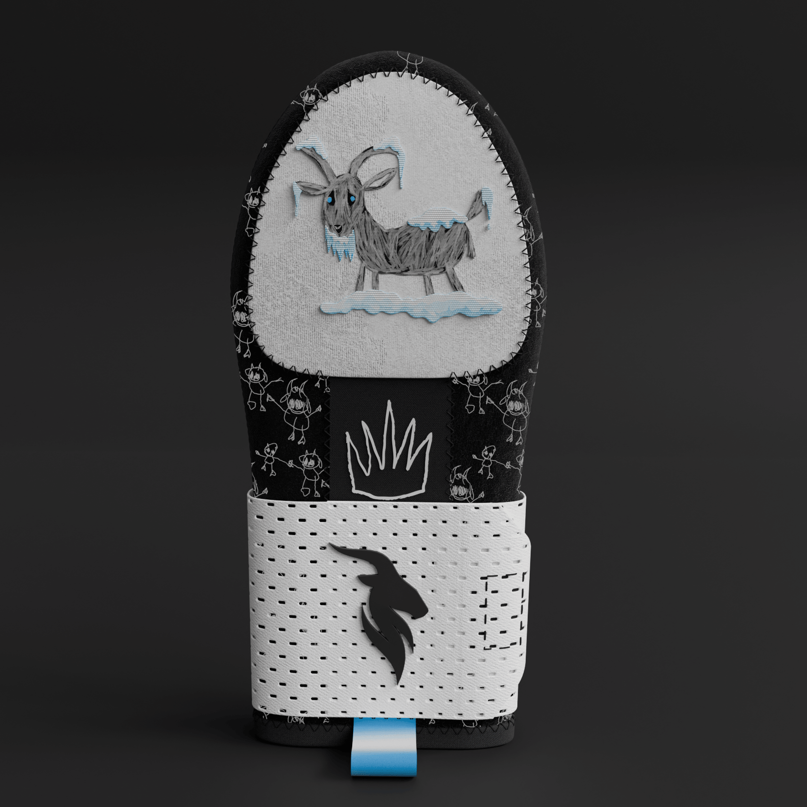 Goat'd iced out baseball sliding mitt with crystal detailing and crown embroidery, bold protective gear for athletes designed for performance and standout style