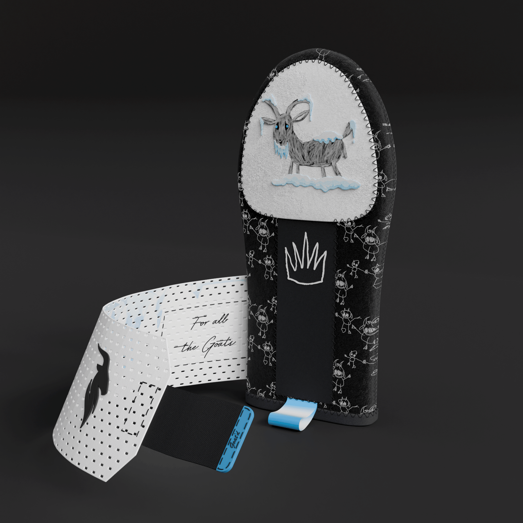 Goat'd iced out baseball sliding mitt with crystal detailing and crown embroidery, bold protective gear for athletes designed for performance and standout style
