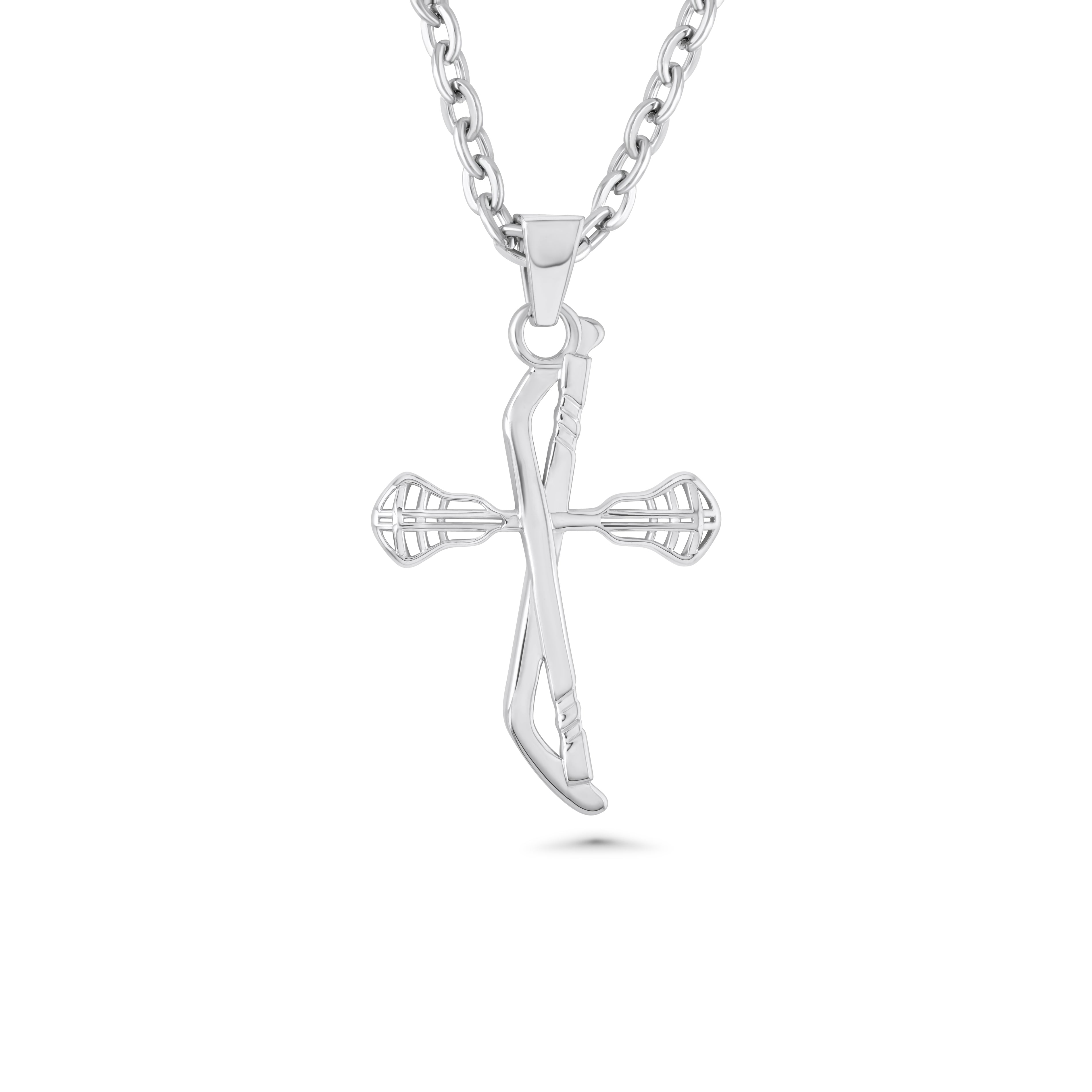 Lacrosse & Hockey Cross Necklace