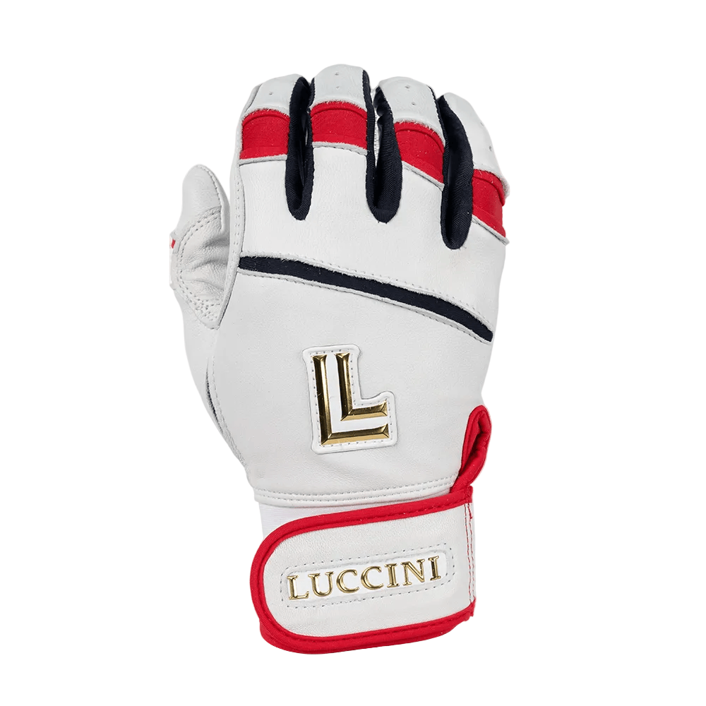 Luccini Baseball Batting Gloves | Americana Series - White/Red/Navy