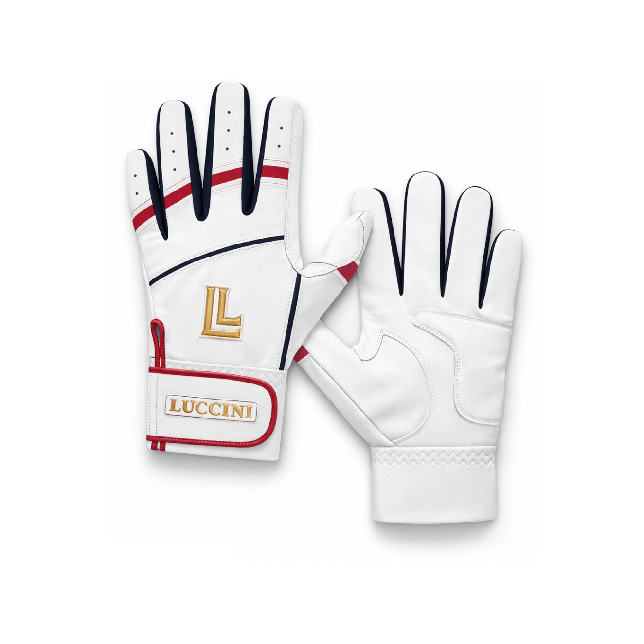 Luccini Baseball Batting Gloves | Americana Series - White/Red/Navy
