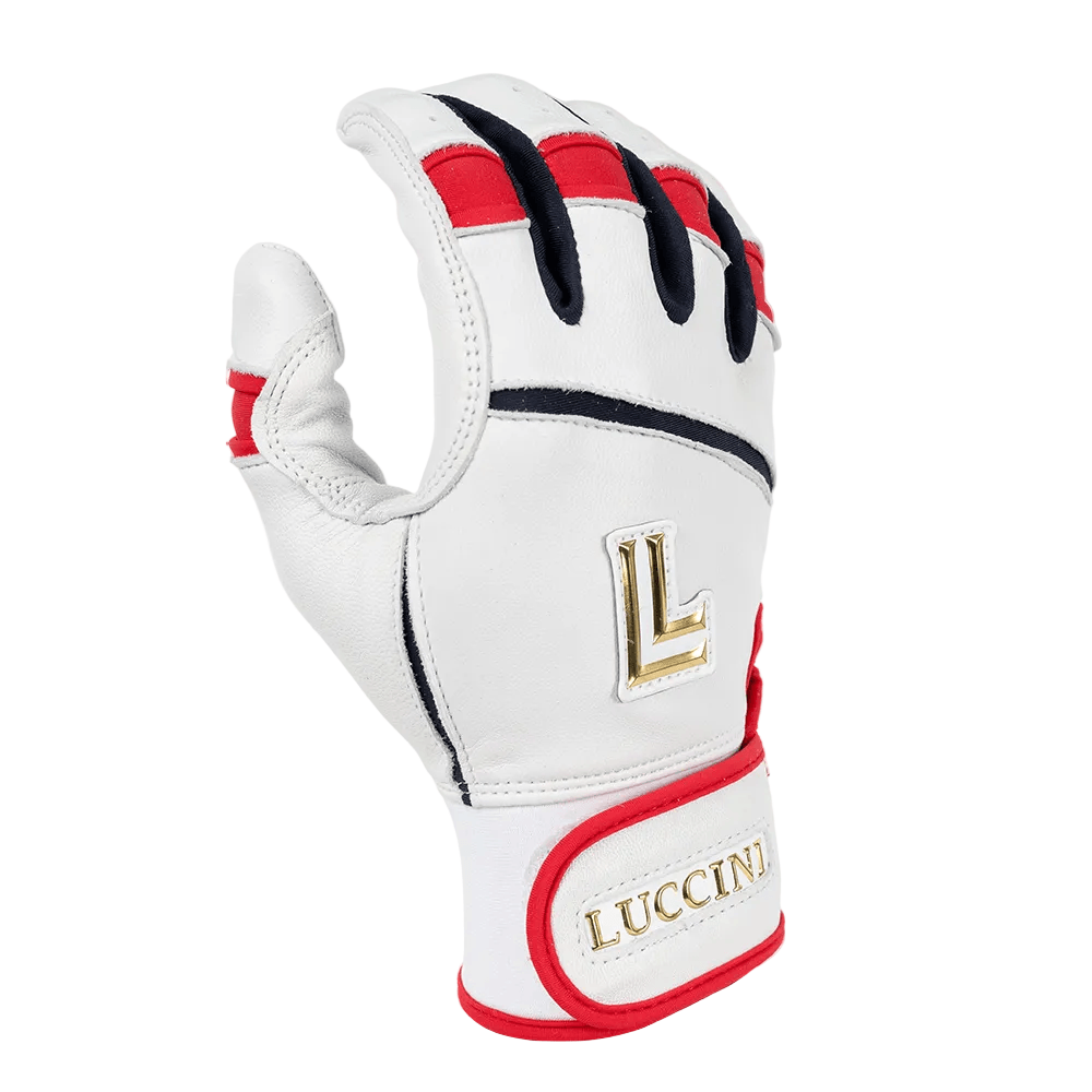 Luccini Baseball Batting Gloves | Americana Series - White/Red/Navy