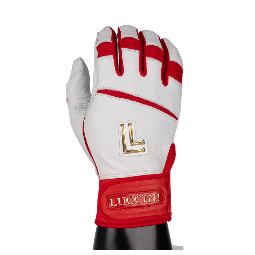 Luccini Baseball Batting Gloves | Legacy Series – White/Red