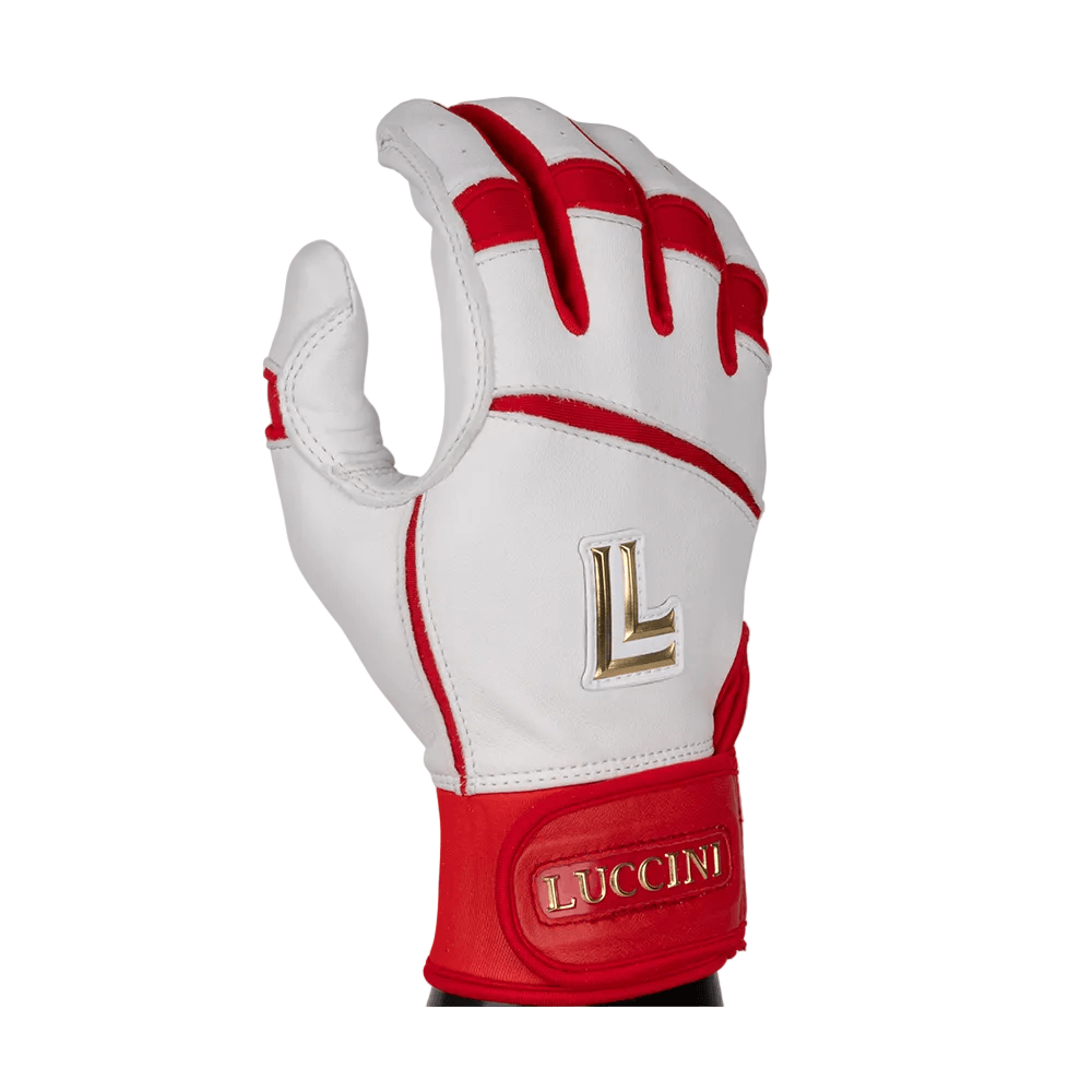 Luccini Baseball Batting Gloves | Legacy Series – White/Red