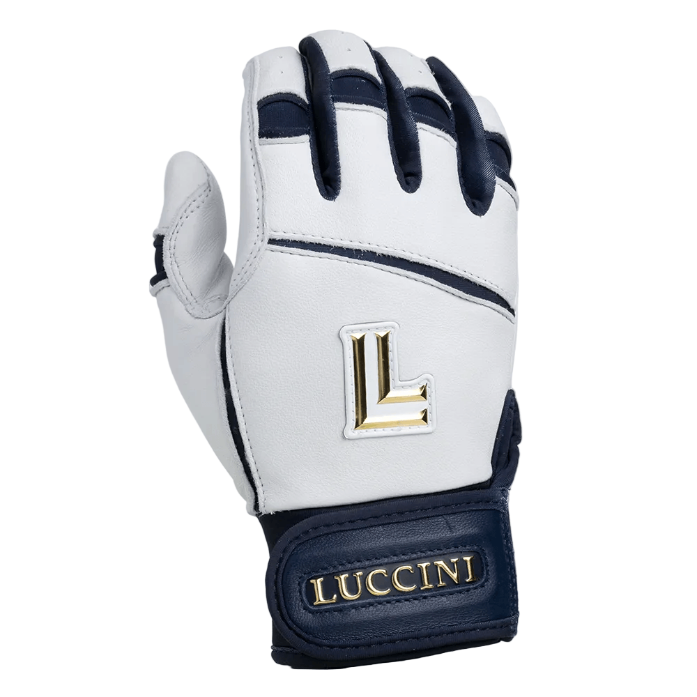 Luccini Baseball Batting Gloves | Legacy Series – White/Navy
