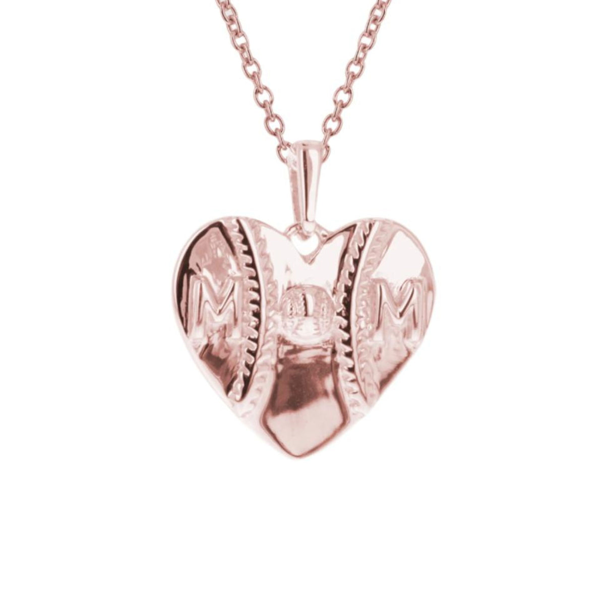 Heart Mom Baseball Necklace | Gold