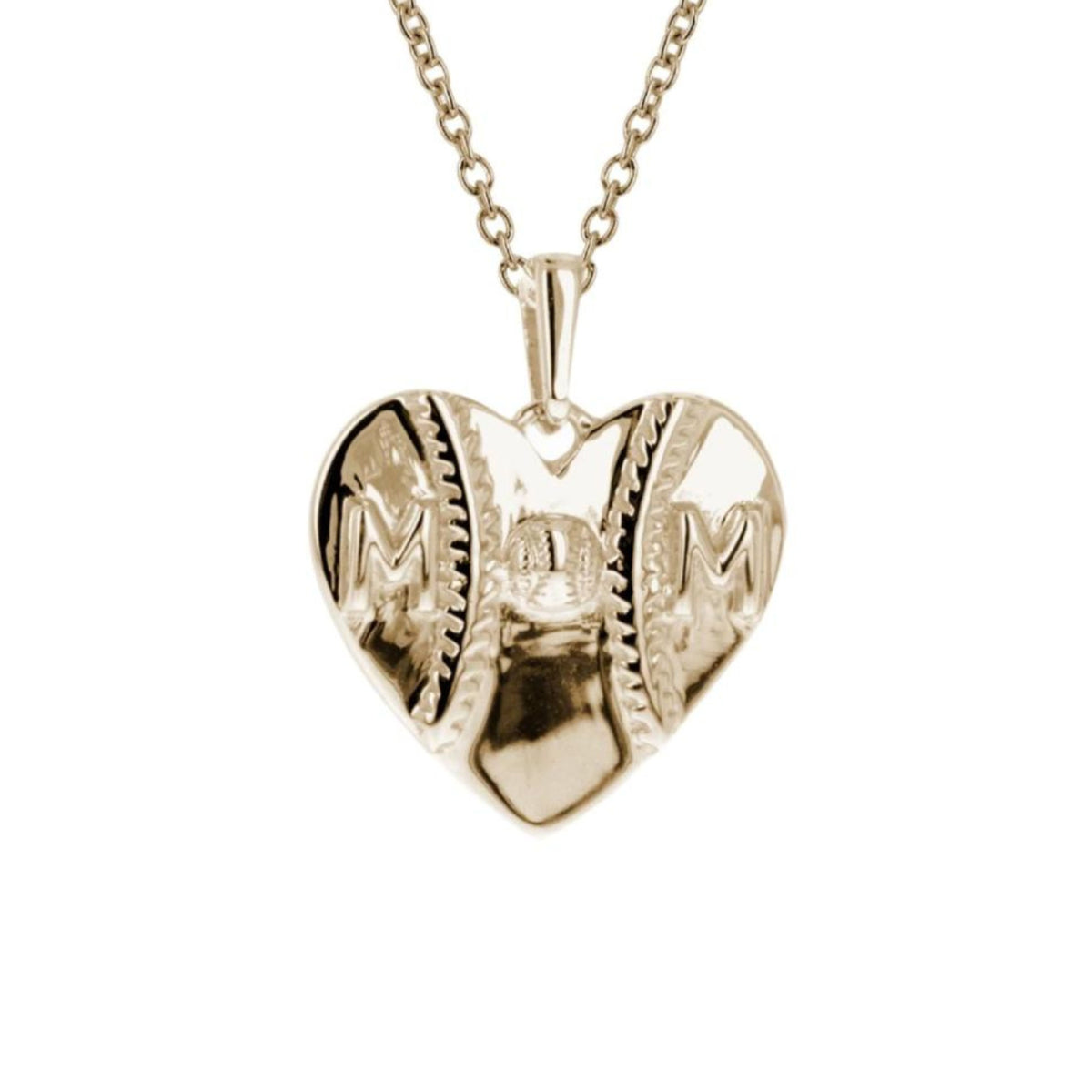 Heart Mom Baseball Necklace | Gold