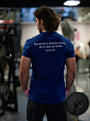 HolStrength blue Sovereign Performance Tee featuring Matthew 19:26