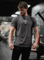 HolStrength gunmetal grey Sovereign Performance Tee featuring Matthew 6:33
