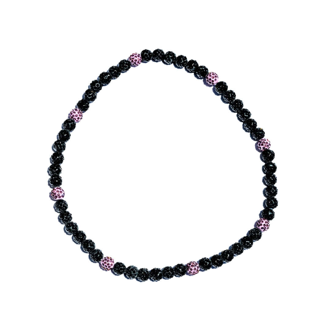 Lavender Haze Iced Out Baseball Bead Necklace | Black & Purple