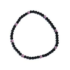 Lavender Haze Iced Out Baseball Bead Necklace | Black & Purple