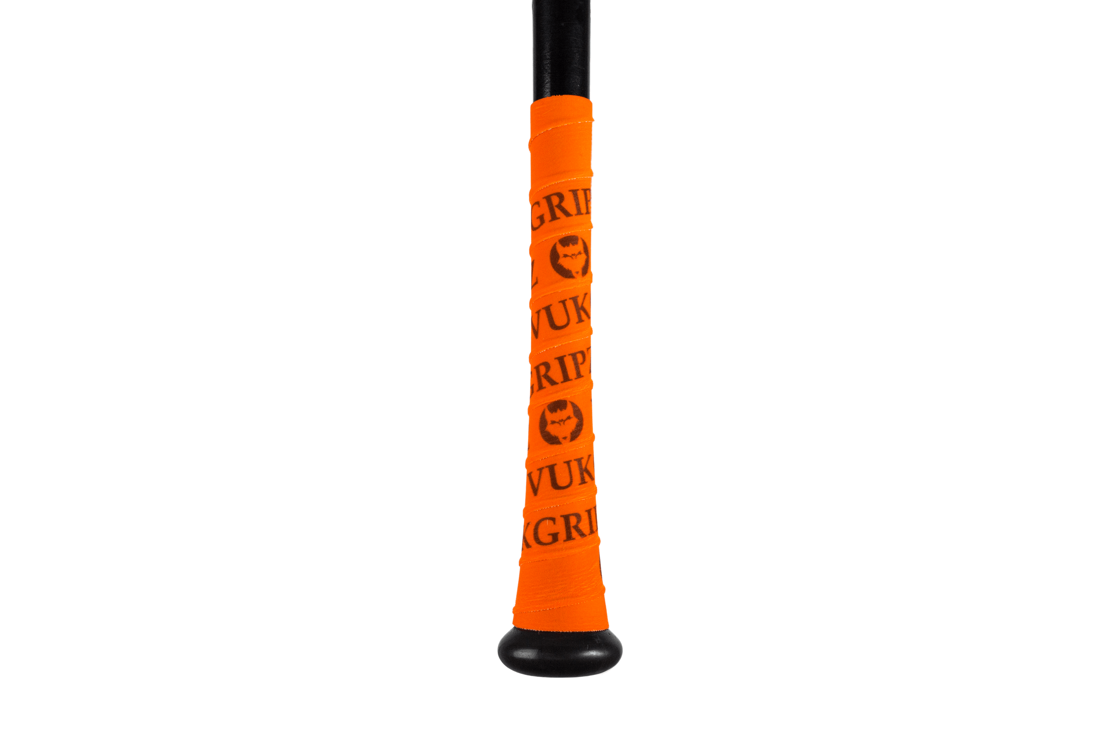 Neon Orange Bat Grip Tape wrapped on a bat handle for improved grip and performance.
