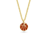 Orange Basketball Necklace w/ Dangle Cross Pendant | Gold