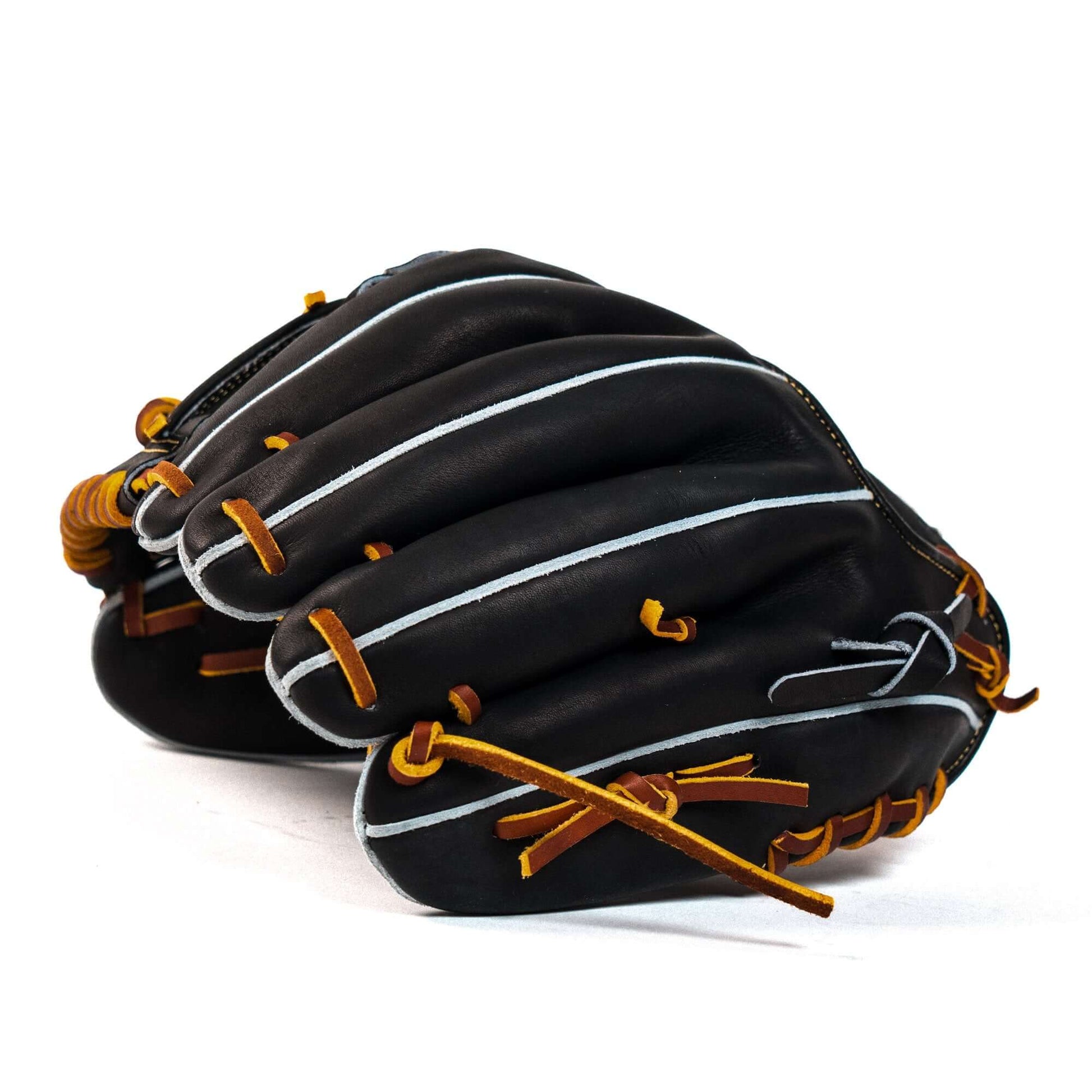 Jax Baseball Fielding Glove | CB-3 | Infield | Black with tan laces and gray stitching