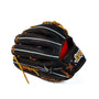 Jax Baseball Fielding Glove | CB-3 | Infield | Black showcasing a black leather design with tan lace and gold stitching.