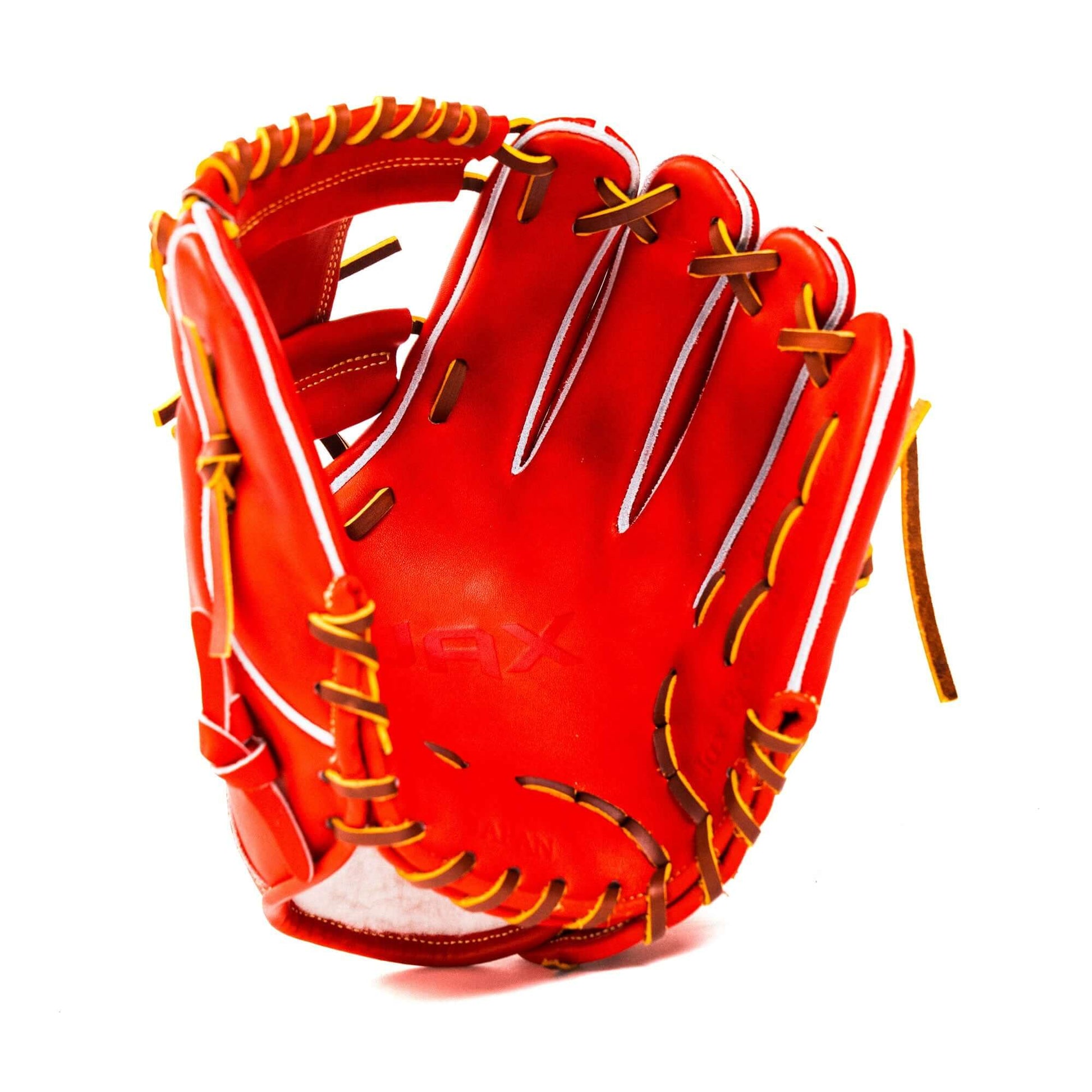 Jax Baseball Fielding Glove | CB-3 | Infield | Red - 11.5 inch leather glove with split gray welting and gold stitching.