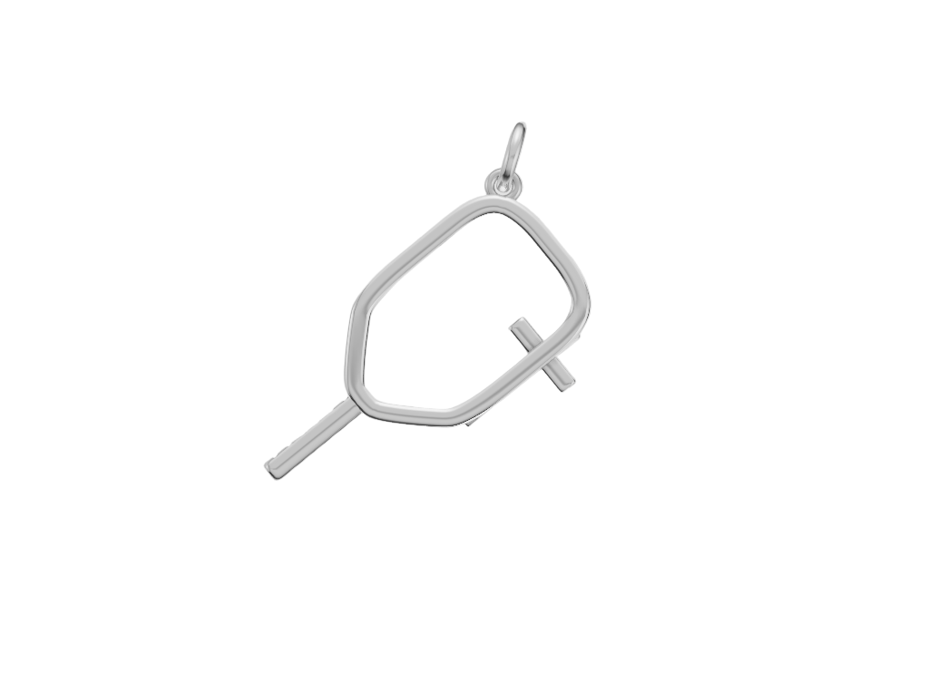 Sterling silver pickleball cross pendant with stainless steel chain – faith-based sports jewelry | Pickleball paddle cross necklace for Christian players – available in silver and gold