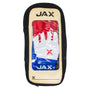 Jax Athletics Batting Gloves USA Pop Packaging | Pro Cuff - Pair of red, white, and blue gloves in a beige and black JAX branded case on a white background