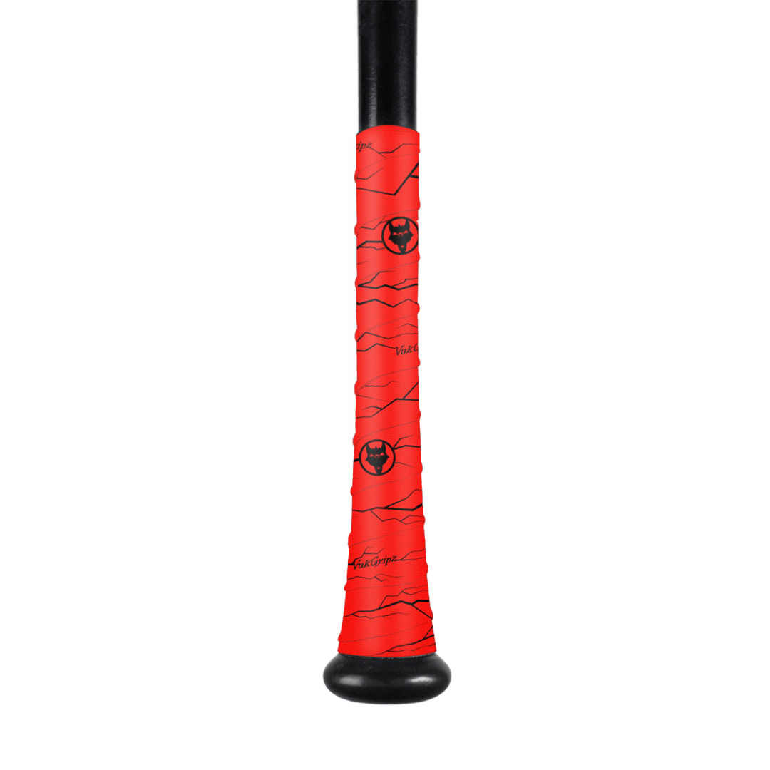 Pulse Red Bat Grip Tape with Black featuring a sleek red design for enhanced grip and performance.