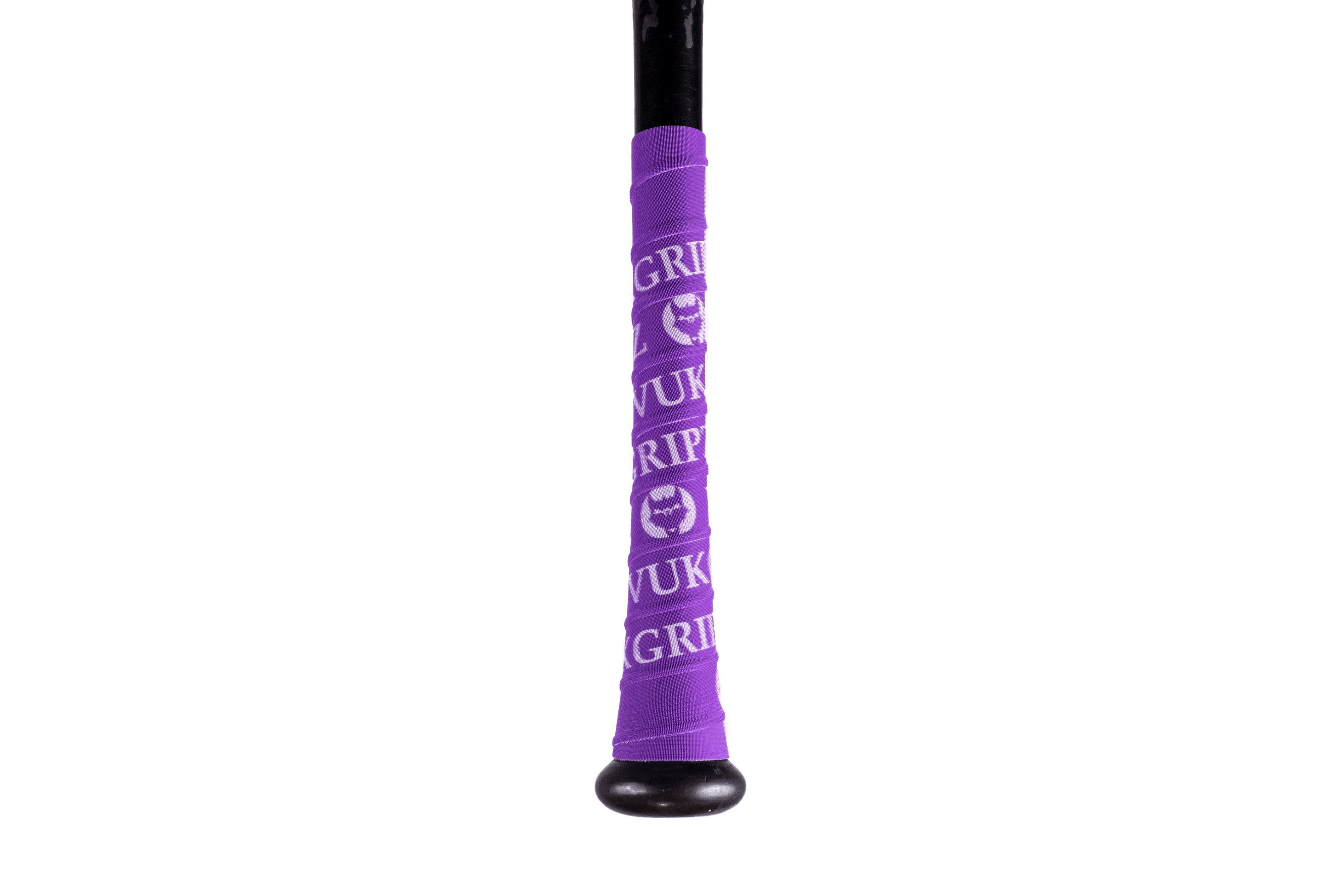 Purple Bat Grip Tape with White wrapped on a bat handle for enhanced grip and performance.