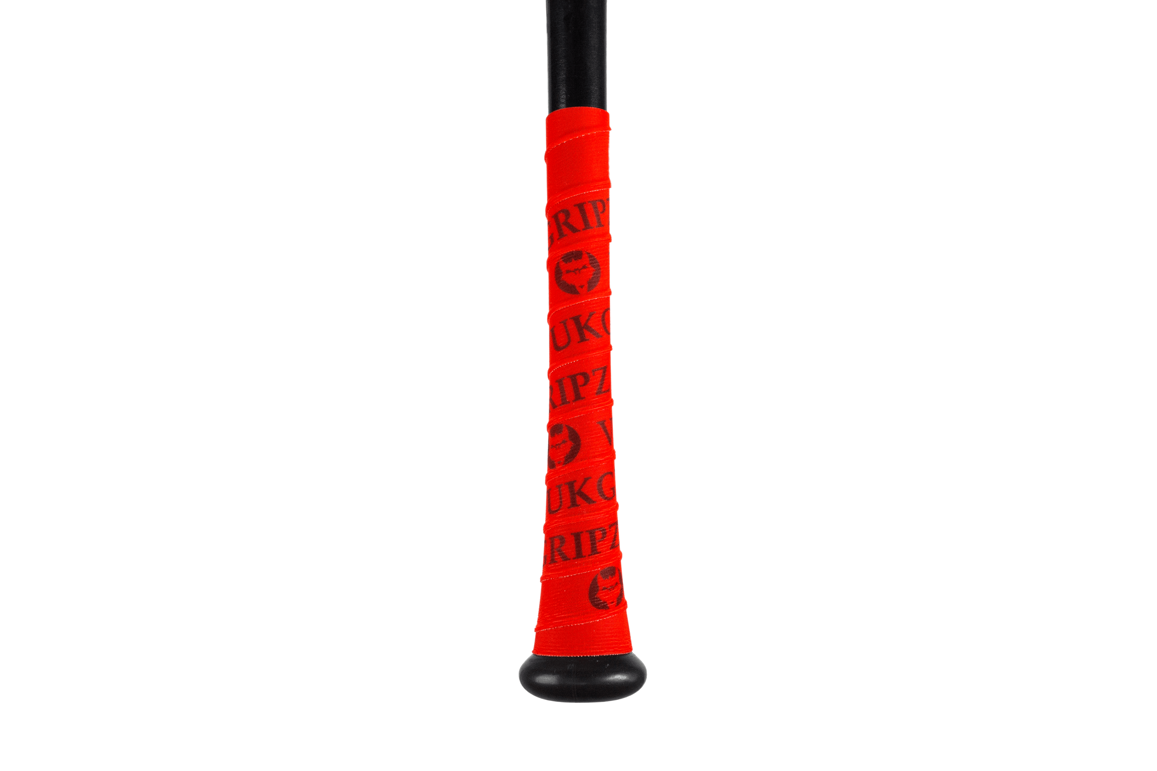 Red Bat Grip Tape with Black applied to a baseball bat for enhanced grip and performance.