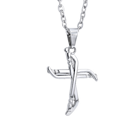 Silver Hockey Cross Necklace