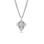 Silver baseball catcher mask with a CZ stones in the shape of a cross pendant on a white background