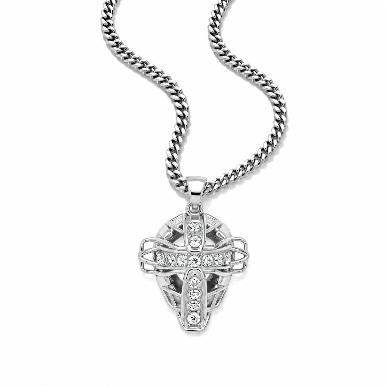 silver catchers man pendant with round stones