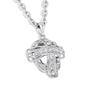 Iced Out Baseball Catchers Mask pendant in stainless steel or sterling silver with stones for a bold style.