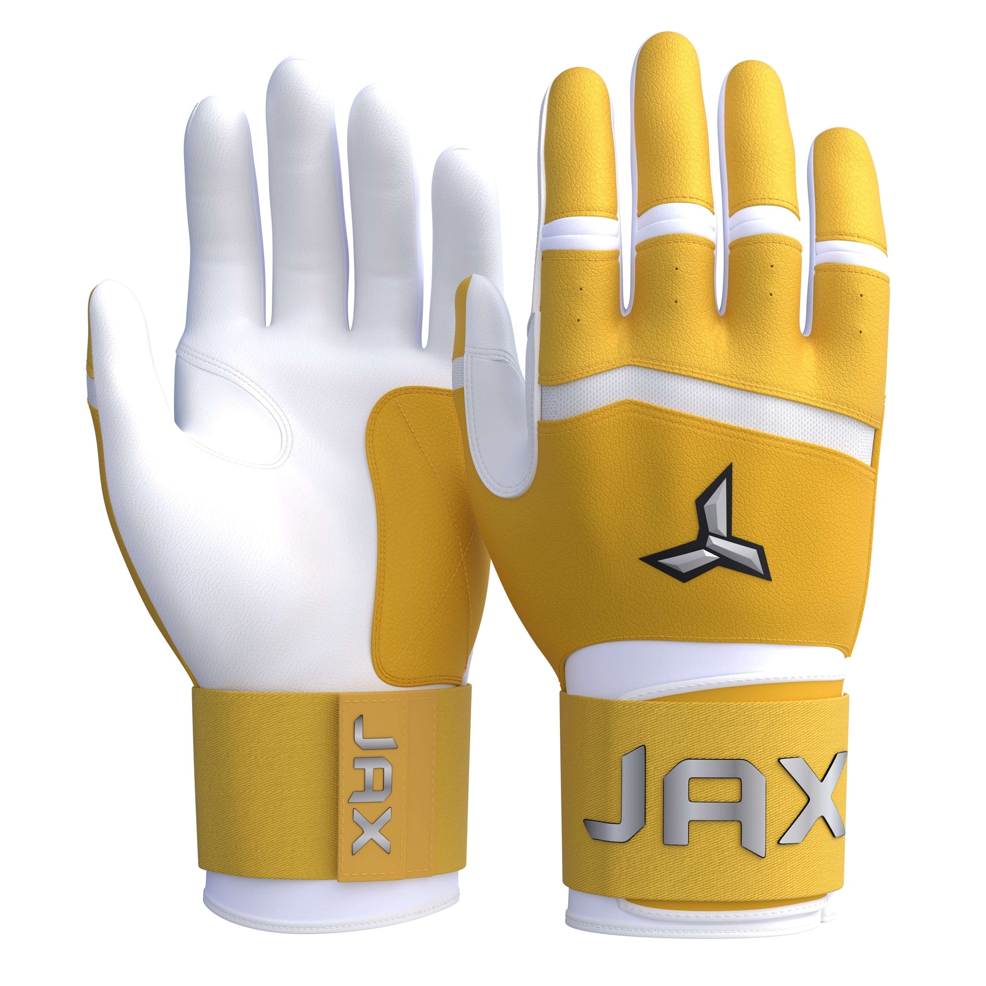 Jax Baseball Batting Gloves | Lead Off Lemon | Strap Cuff in yellow and white, featuring real cabretta leather and strap cuff.