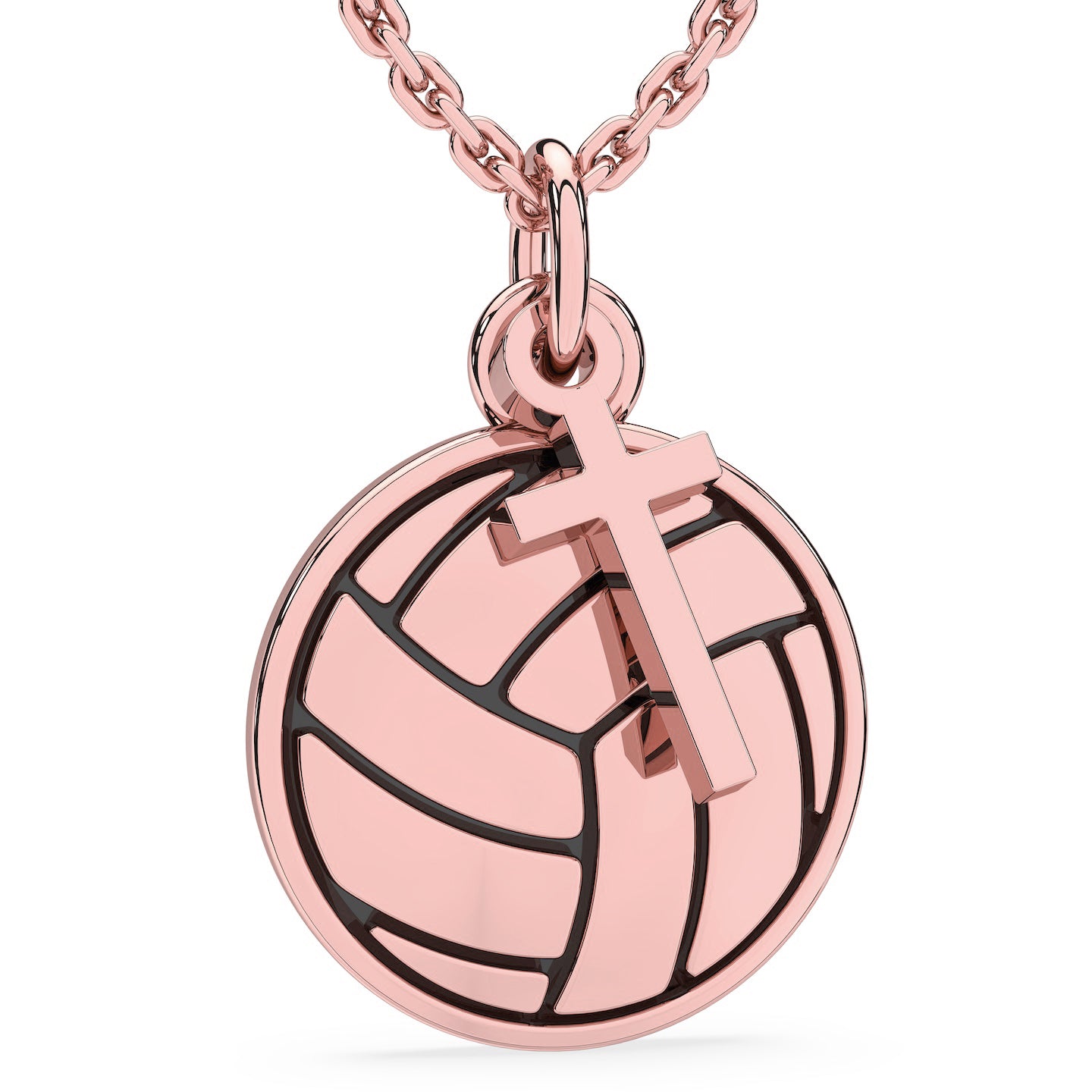Volleyball Necklace w/ Dangle Cross Pendant