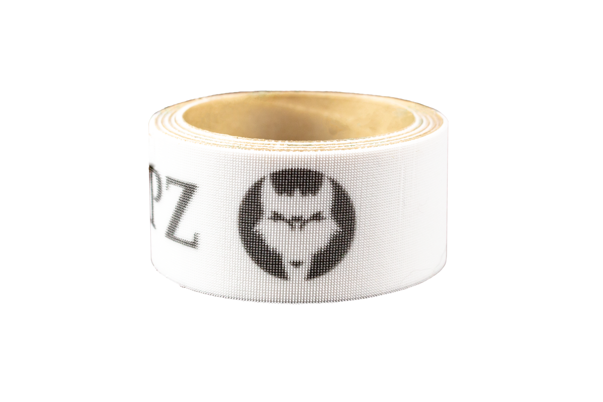 White Bat Grip Tape with Black featuring a logo design, perfect for baseball and softball enthusiasts.
