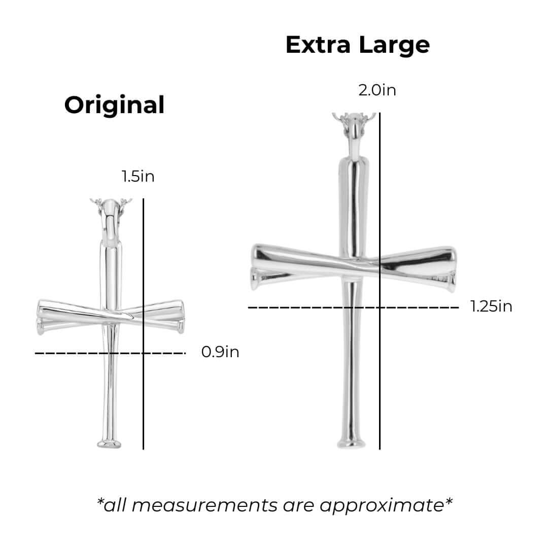 Five Tool Baseball Bat Cross Necklace Sizing Guide
