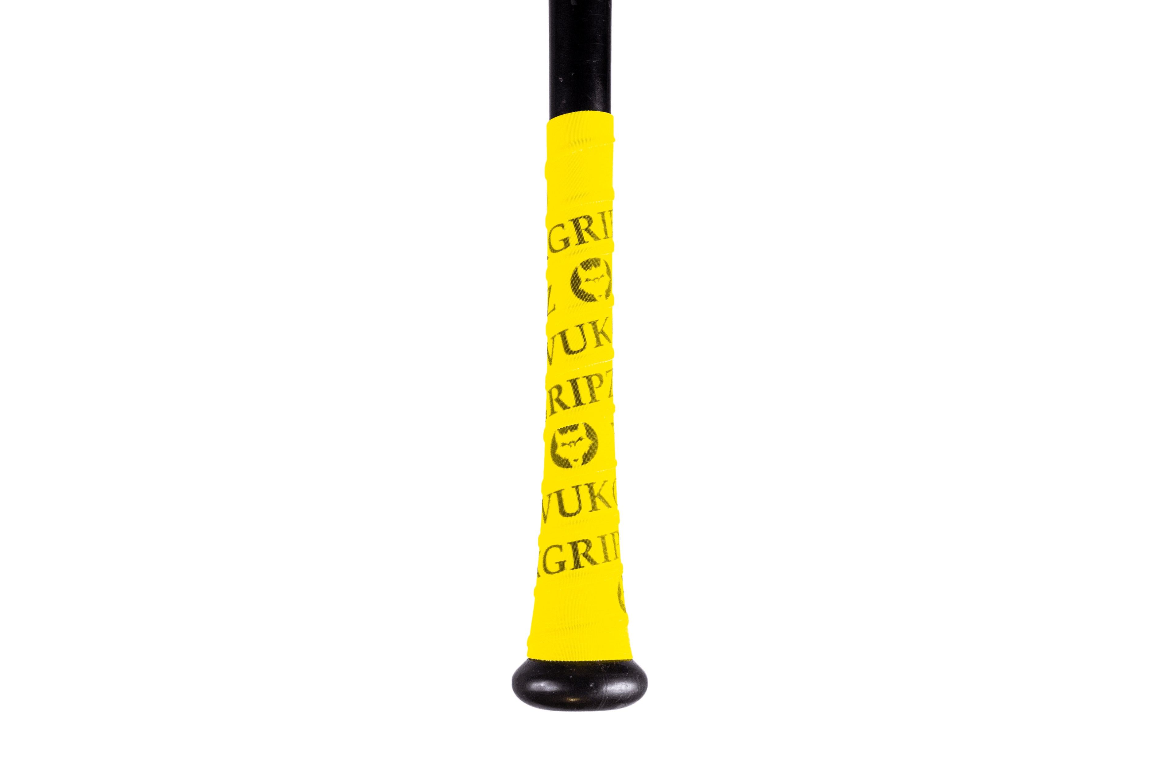 Yellow Bat Grip Tape on a baseball bat, offering superior grip with micro-replicated fingers for enhanced performance.