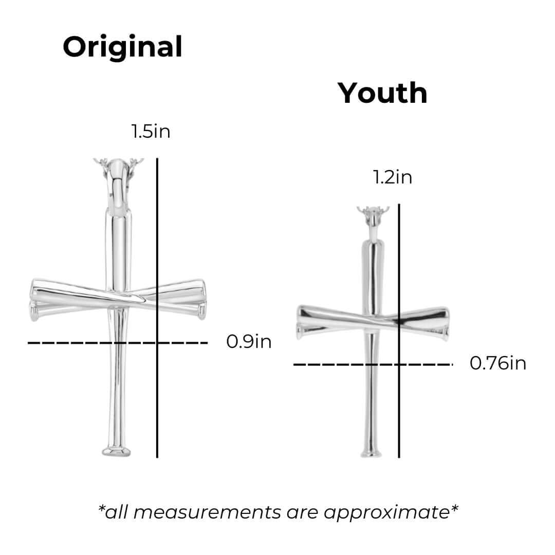 Five Tool Baseball Bat Cross Necklace Sizing Guide