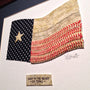 Texas State Flag Original Artwork featuring baseball seams and a navy jersey, titled Deep In The Heart Of Texas.