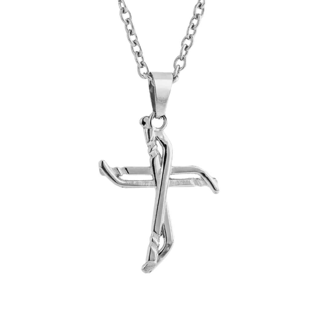 Youth Slap Shot Hockey Cross Necklace