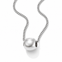 A silver baseball pendant necklace on a matching curb chain, shown against a clean white background with a soft shadow.
