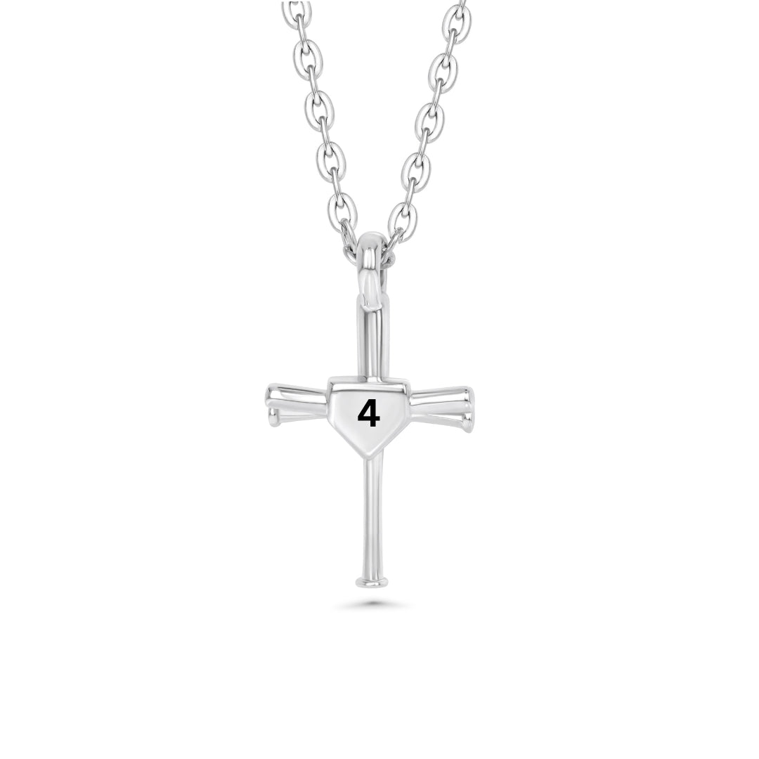 Numbered Baseball Bat Cross Necklace | Stainless Steel Baseball Bat Pendant | Custom Numbered Baseball Necklace