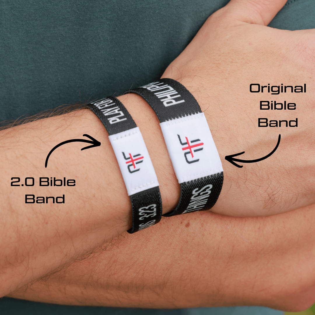 Bible Verse Bracelet Bundle – Buy 2 & Get a Free Gift - 2.0 and Original Bible Bands on a wrist.