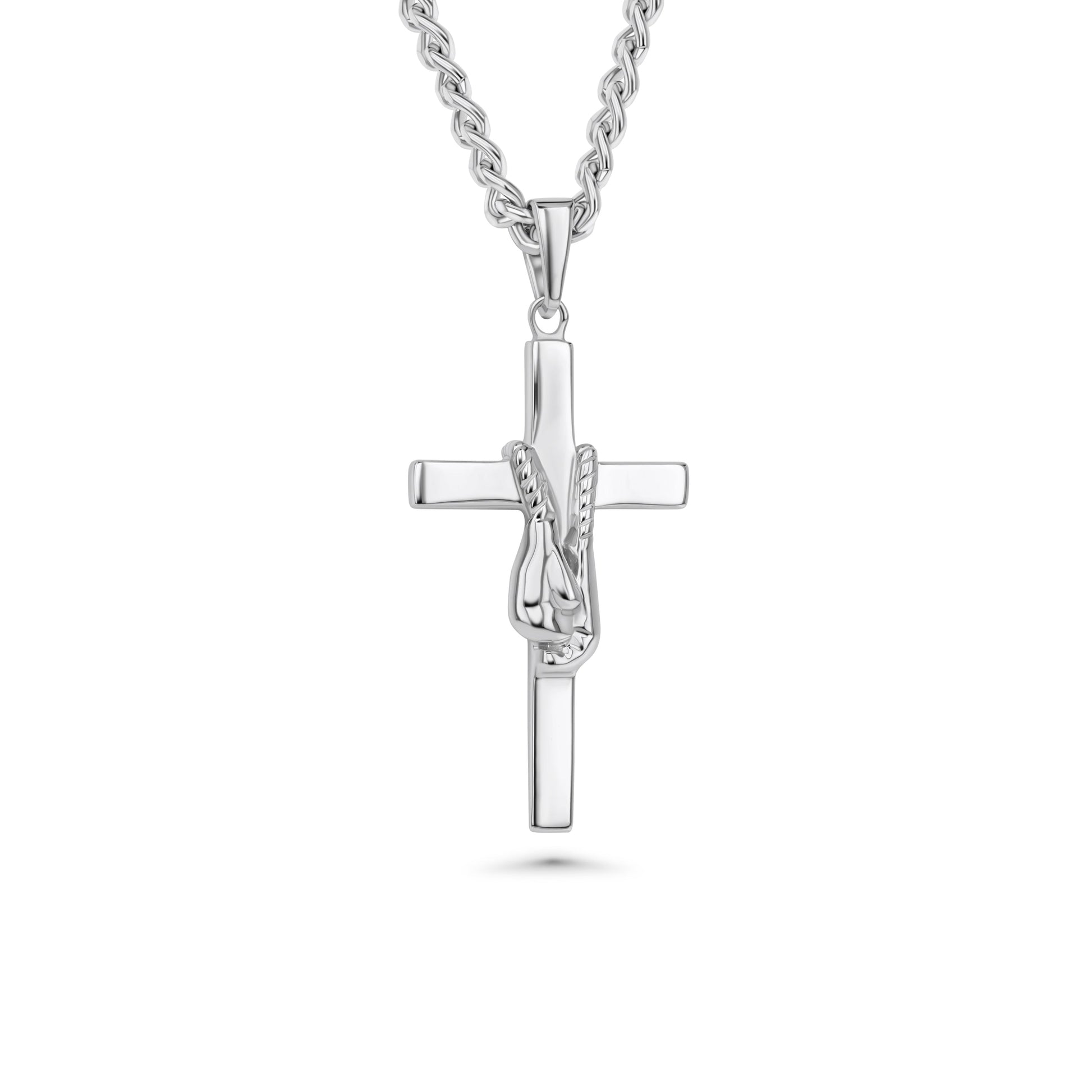 Anchor Punch Boxing Cross Necklace | Sterling Silver | Boxing Cross Pendant | Christian Boxing Necklace