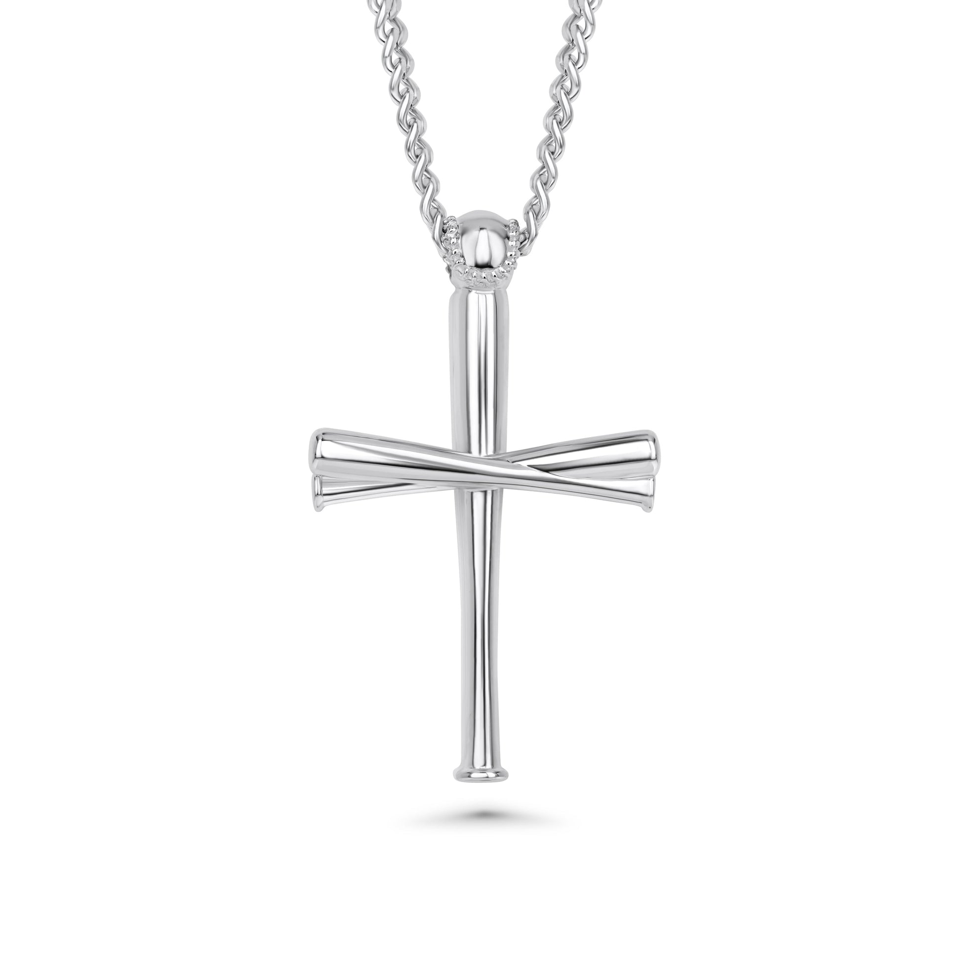 2.0 Baseball Bat Cross Necklace | Sterling Silver | Five Tool Baseball